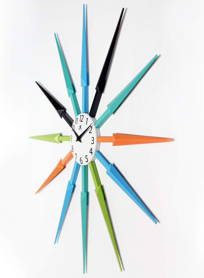 Infinity Instruments Celeste Starburst Wall Clock, Retro Midcentry Spoke Design, Easy to Hang Keyhole, 24 Inch, Multi-Colored - Image 4