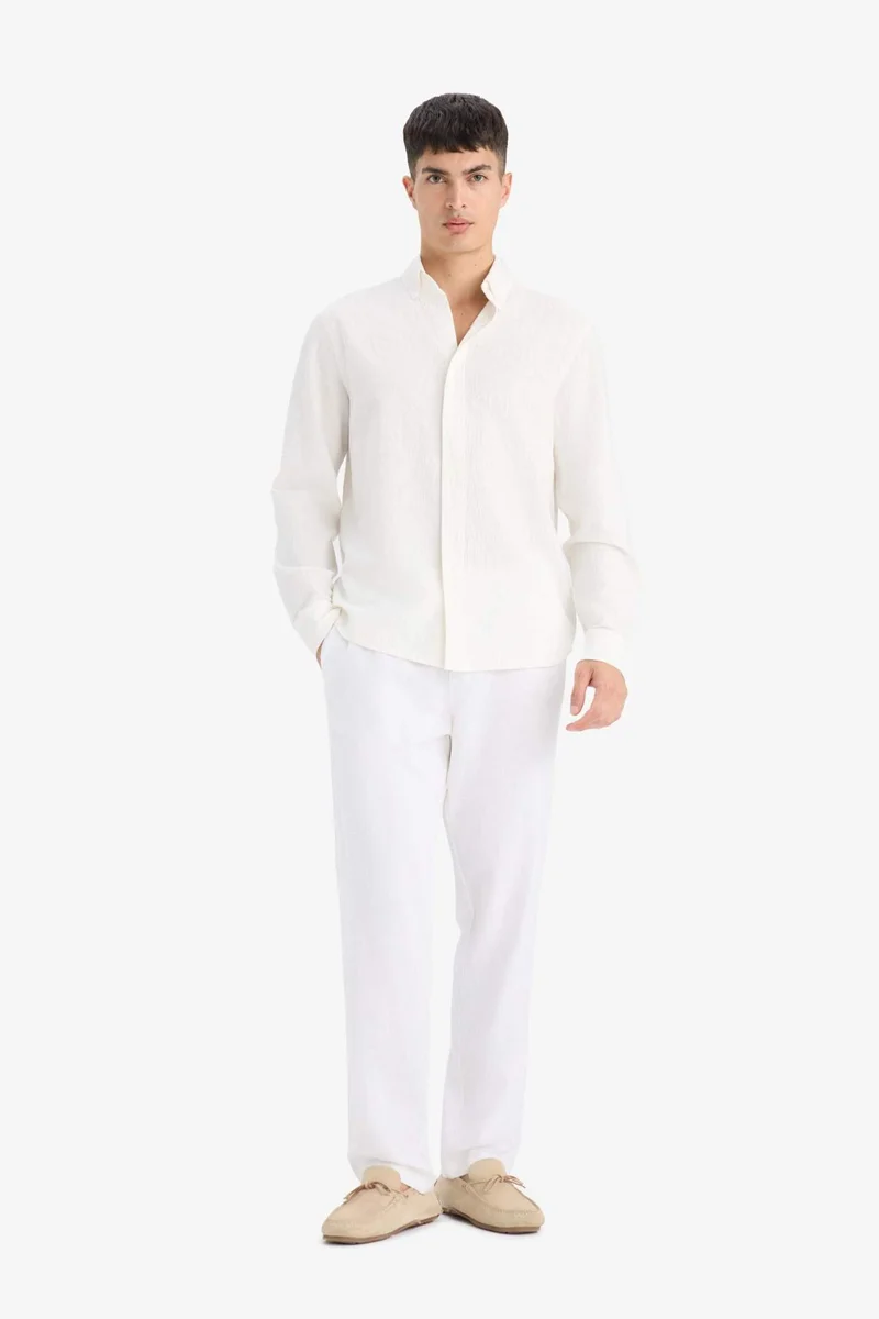 DeFacto Relax Fit Skinny Leg Linen Blend Summer Trousers