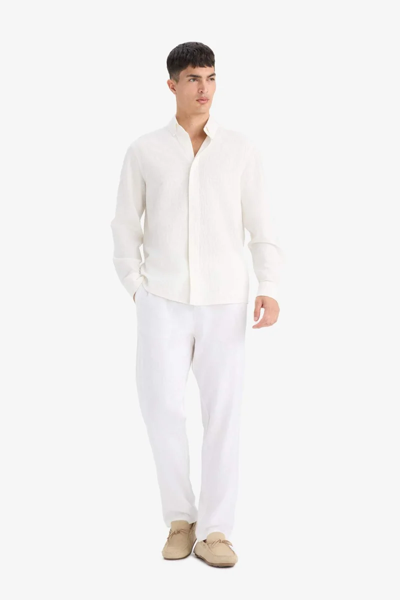 DeFacto Relax Fit Skinny Leg Linen Blend Summer Trousers