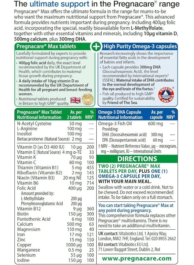 Vitabiotics Pregnacare Max Brain And Eye Development 84 Tablets Packaging May Vary - Image 3