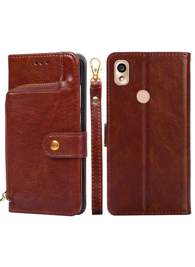 اس-توب جراب هاتف Kyocera KY-51B مصنوع من الجلد مع سحاب - Image 1