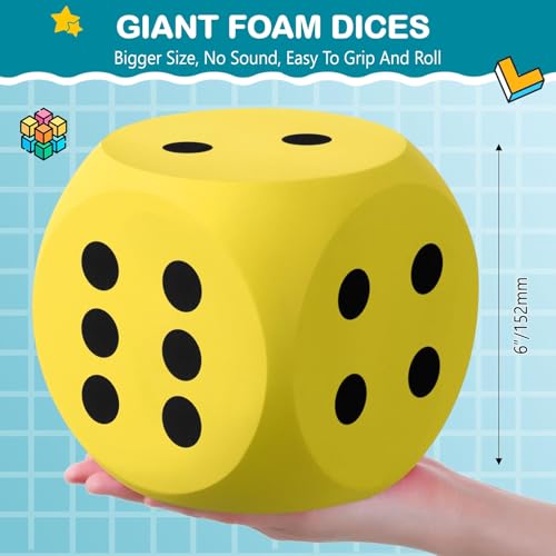 Shappy 6 Inches Foam Dice Fun Filled Large Educational Toy Kawaii Giant Dice Decorative Eva Foam Jumbo Cube Big Square Building Blocks for Game Nights Learning SessionsYellow1 Pc - Image 5