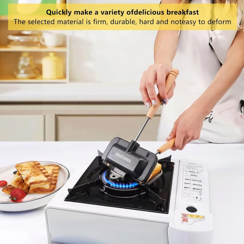 NMIGNH Hot Sandwich Maker, Double-Sided Sandwich Baking Pan,Double Sided Frying Pan for Breakfast,Hot Dog Toaster,Campfire Sandwich Maker(1Pcs) - Image 3