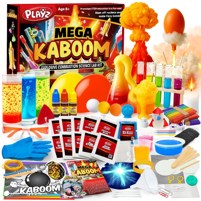 Playz Mega Kaboom! 150+ Explosive Science Experiments Kit for Kids Age 8-12 with 75 App & Video Guided Experiments - Chemistry Set STEM & Educational Toys & Gifts for Boys, Girls, Teenagers & Kids - Image 1