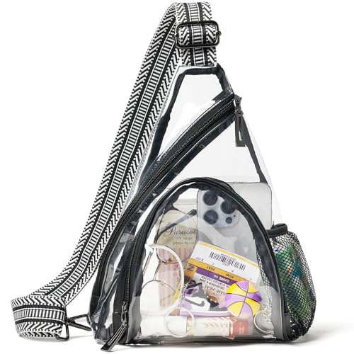 LATMAP Clear bags Stadium Approved Crossbody Sling Bag Fanny Pack Backpack Purses for Women Men Handbag for Stadium Events Black - Image 1