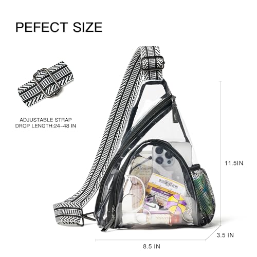 LATMAP Clear bags Stadium Approved Crossbody Sling Bag Fanny Pack Backpack Purses for Women Men Handbag for Stadium Events Black - Image 4