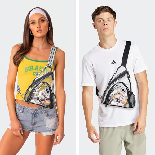 LATMAP Clear bags Stadium Approved Crossbody Sling Bag Fanny Pack Backpack Purses for Women Men Handbag for Stadium Events Black - Image 3