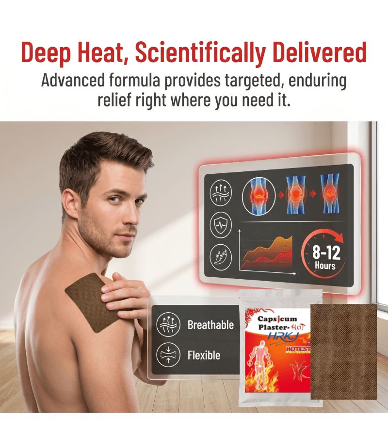 HRKJ Capsaicin Heat Patches 45 Pcs Per Pack 8 Hour Long Lasting Warming Relief For Neck Shoulders Waist And Knees Breathable Skin Friendly Hot Compress Self Adhesive Care For Office Sports Home Use - Image 5