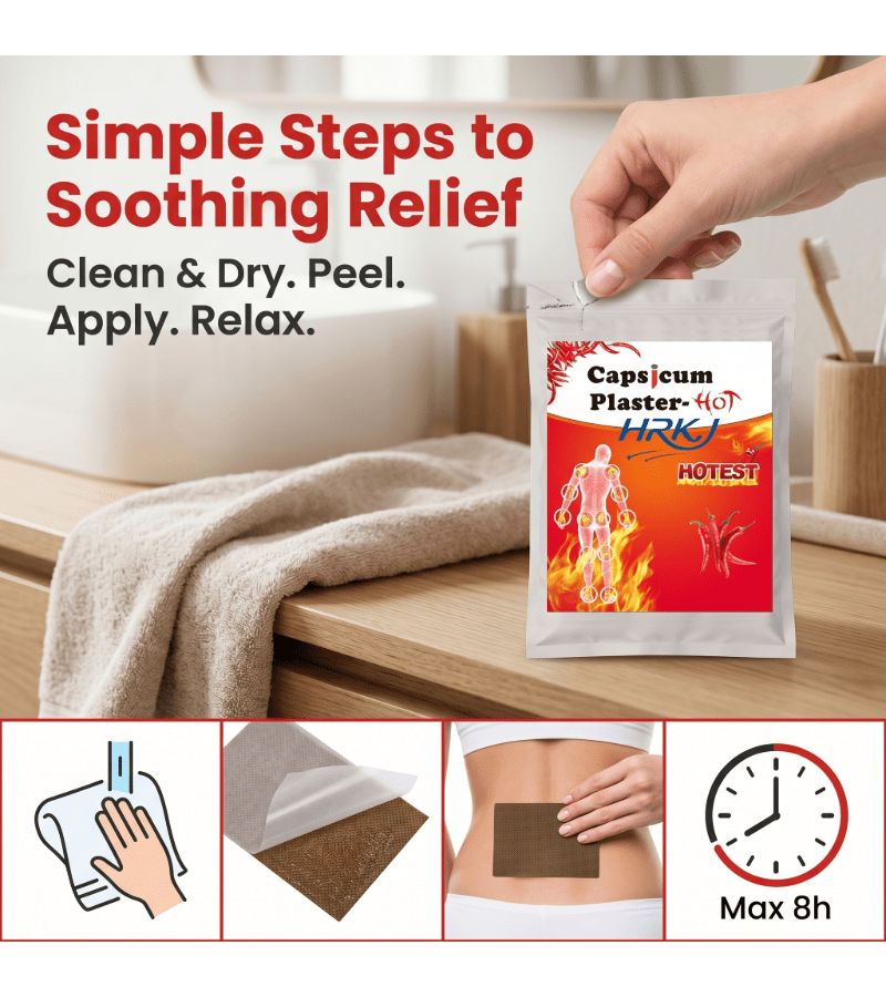 HRKJ Capsaicin Heat Patches 45 Pcs Per Pack 8 Hour Long Lasting Warming Relief For Neck Shoulders Waist And Knees Breathable Skin Friendly Hot Compress Self Adhesive Care For Office Sports Home Use - Image 1
