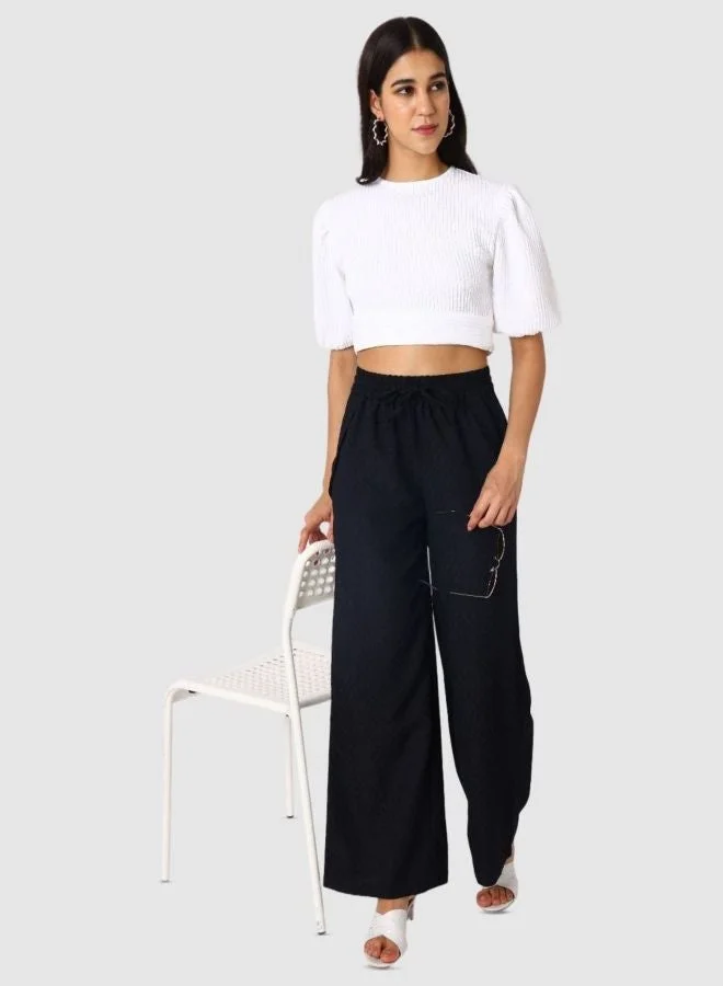 Freehand  Women Regular Fit Textured Round Neck Short Sleeve Regular Top  | Best Price UAE