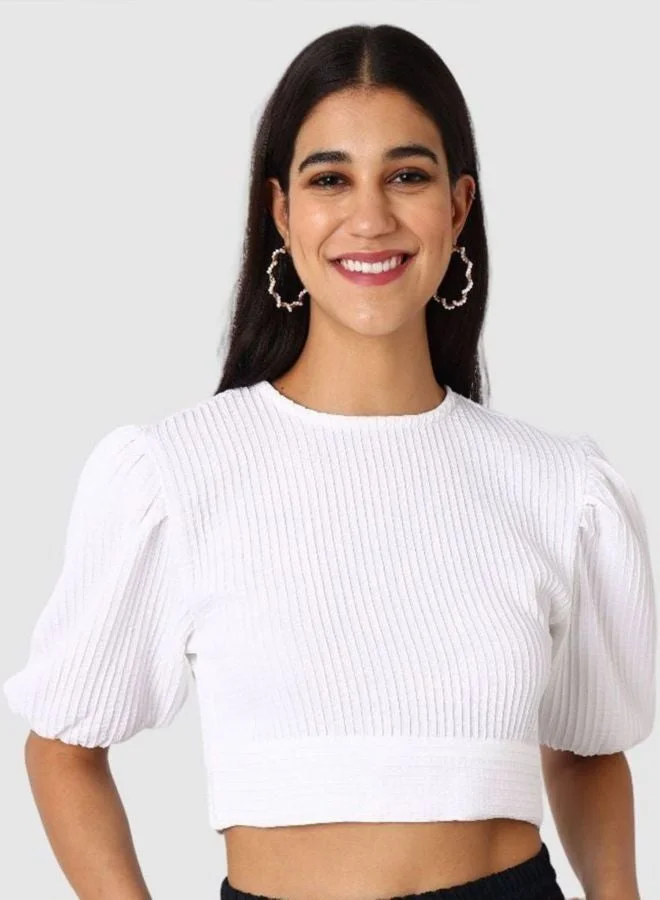Women Regular Fit Textured Round Neck Short Sleeve Regular Top