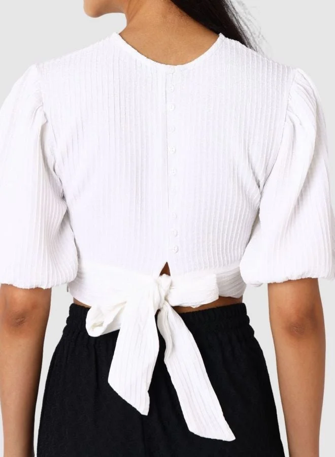 Freehand  Women Regular Fit Textured Round Neck Short Sleeve Regular Top  | Best Price UAE