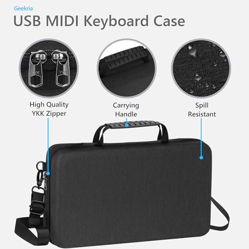 Geekria USB MIDI Keyboard Controller Hand Case Compatible with Arturia MiniLab 3 MiniLab MkII 25 SlimKey Hard Shell Travel Carrying Bag Dark Grey - Image 3