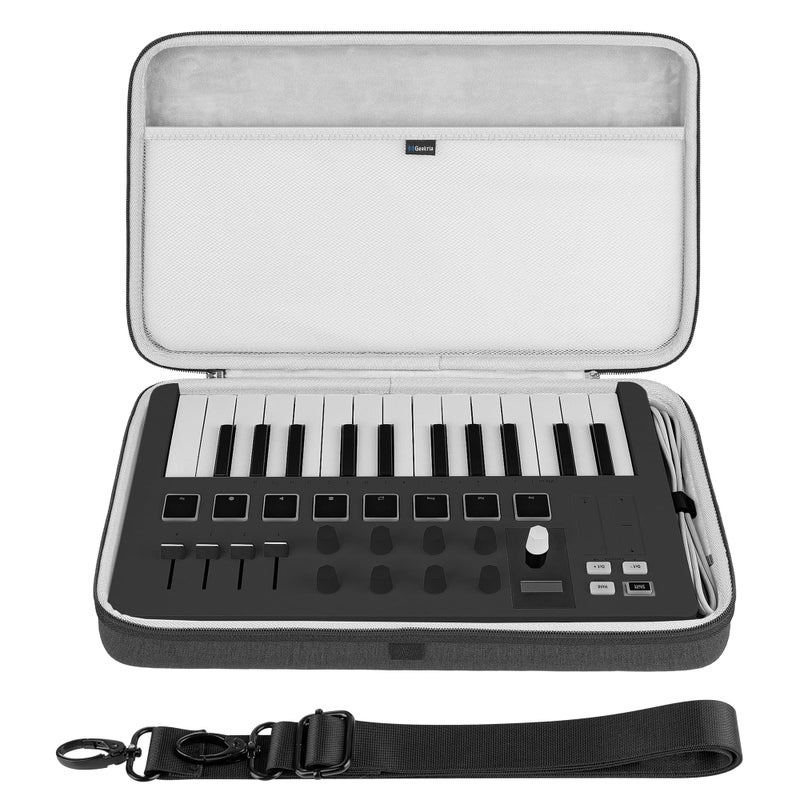 Geekria USB MIDI Keyboard Controller Hand Case Compatible with Arturia MiniLab 3 MiniLab MkII 25 SlimKey Hard Shell Travel Carrying Bag Dark Grey - Image 2