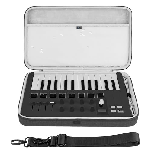 Geekria USB MIDI Keyboard Controller Hand Case Compatible with Arturia MiniLab 3 MiniLab MkII 25 SlimKey Hard Shell Travel Carrying Bag Dark Grey - Image 1
