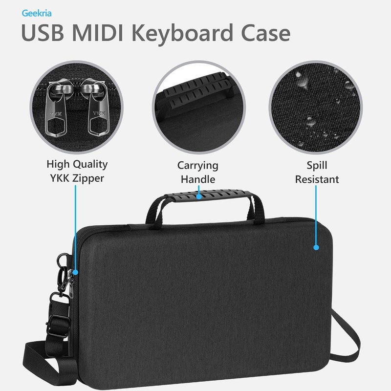 Geekria USB MIDI Keyboard Controller Hand Case for Arturia MiniLab 3 / MiniLab MkII 25 Slim-Key - Hard Shell Travel Carrying Bag (Dark Grey) - Image 2