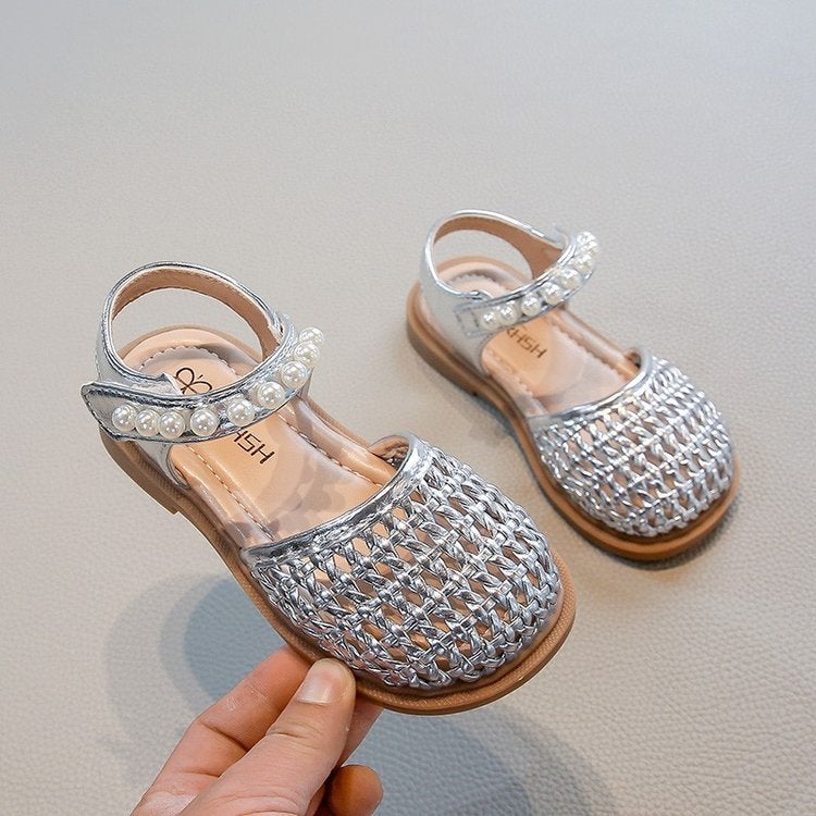 Girls Korean Style Baotou Sandals 2025 Summer Baby Girl Cut Out Woven Princess Shoes Soft Sole Beach Shoes For Small And Medium-Sized Children - Image 5