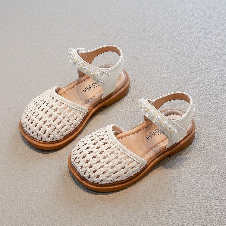 Girls Korean Style Baotou Sandals 2025 Summer Baby Girl Cut Out Woven Princess Shoes Soft Sole Beach Shoes For Small And Medium-Sized Children - Image 4