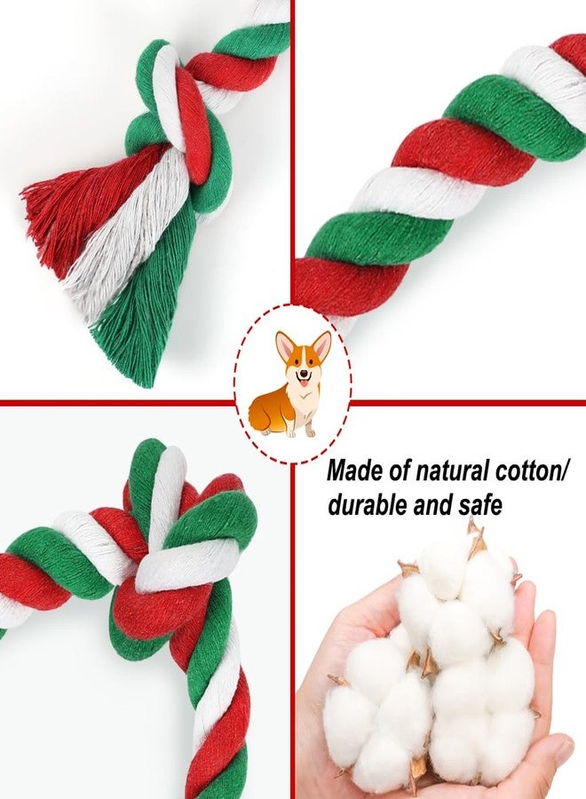 SZEE Dog Rope Toy, 14 in 3 Knots Christmas Dog Chew Toys for Medium and Small Dogs, Pull Toy for Tug of War and Teeth Cleaning (Red & Green) - Image 3