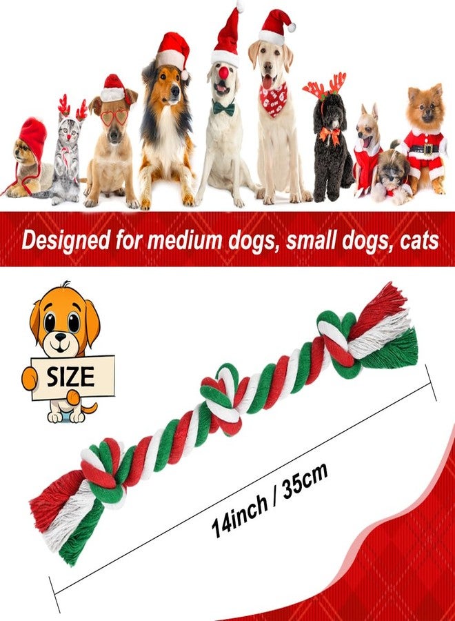 SZEE Dog Rope Toy, 14 in 3 Knots Christmas Dog Chew Toys for Medium and Small Dogs, Pull Toy for Tug of War and Teeth Cleaning (Red & Green) - Image 4