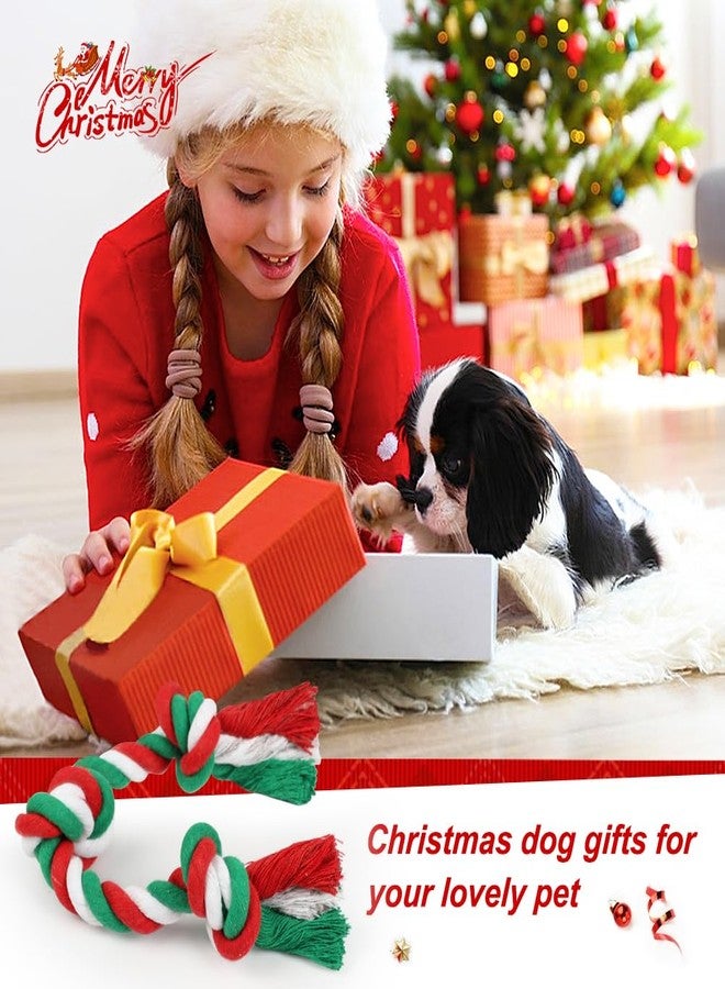 SZEE Dog Rope Toy, 14 in 3 Knots Christmas Dog Chew Toys for Medium and Small Dogs, Pull Toy for Tug of War and Teeth Cleaning (Red & Green) - Image 2