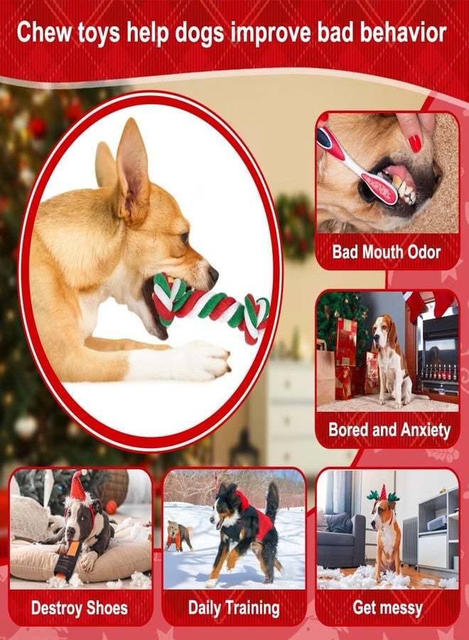 SZEE Dog Rope Toy, 14 in 3 Knots Christmas Dog Chew Toys for Medium and Small Dogs, Pull Toy for Tug of War and Teeth Cleaning (Red & Green) - Image 5