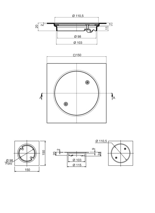 Ferplast Clean Out With Crewed Cover Plate And 3 Mm Thick Gasket.Vertical Outlet103 Mm\151  - Image 3