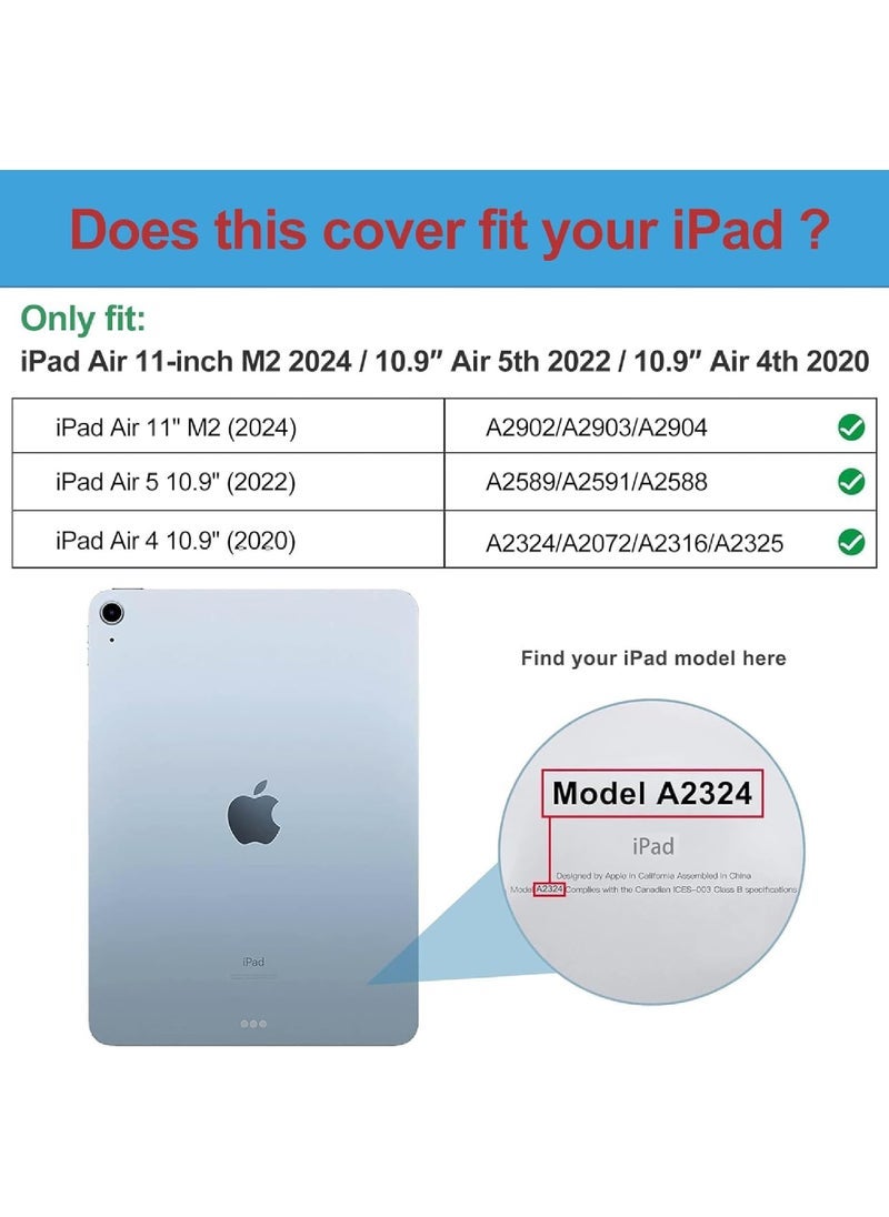 كابتن تيك جراب لجهاز iPad Air من الجيل الخامس (2022) iPad Air 4th Gen (2020) 10.9 بوصة 【حامل أقلام رصاص مدمج】 غطاء ثلاثي الطي مقاوم للصدمات مع غطاء خلفي شفاف شفاف للاستيقاظ التلقائي للنوم  - Image 2