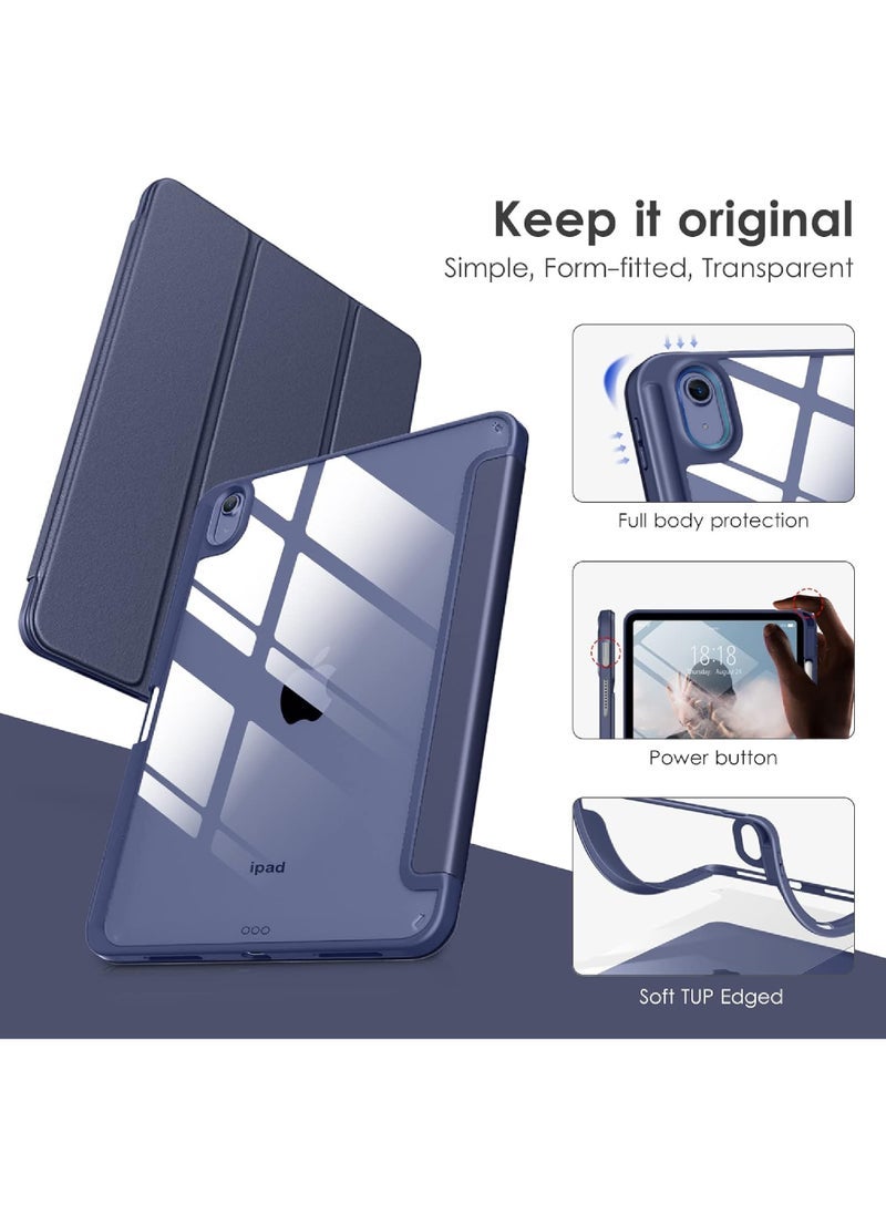 كابتن تيك جراب لجهاز iPad Air من الجيل الخامس (2022) iPad Air 4th Gen (2020) 10.9 بوصة 【حامل أقلام رصاص مدمج】 غطاء ثلاثي الطي مقاوم للصدمات مع غطاء خلفي شفاف شفاف للاستيقاظ التلقائي للنوم  - Image 3