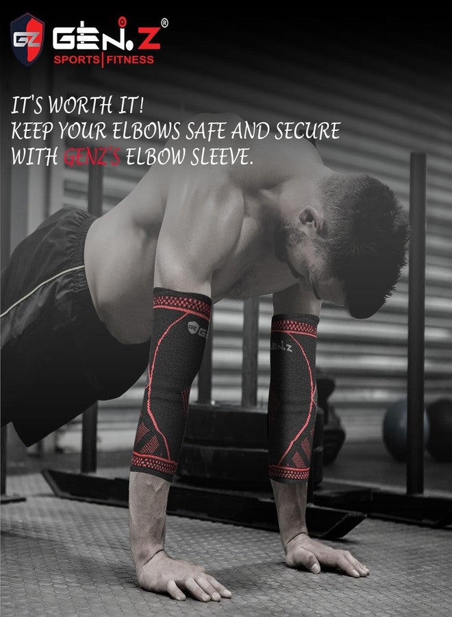Genz Nylon Elbow Support For Gym Elbow Band For Pain Relief Tennis Elbow Band For Men & Women Tennis Elbow Support For Badminton Cricket & Sports Elbow Sleeves | Size - L - Image 5