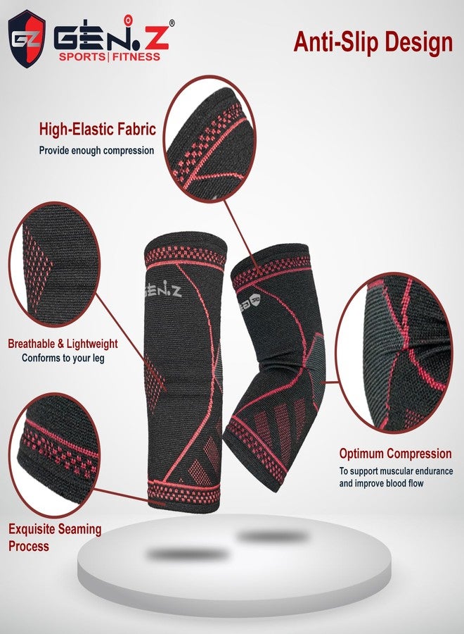 Genz Nylon Elbow Support For Gym Elbow Band For Pain Relief Tennis Elbow Band For Men & Women Tennis Elbow Support For Badminton Cricket & Sports Elbow Sleeves | Size - L - Image 2