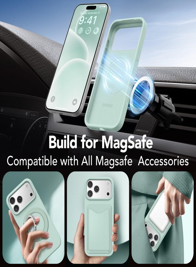 GONEZ Magnetic for iPhone 17 Pro Case, Compatible with MagSafe, [Screen Protector + Camera Lens Protector], Liquid Silicone Anti-Scratch Shockproof Protective Phone Case 6.3 inch, Mint Green - Image 4