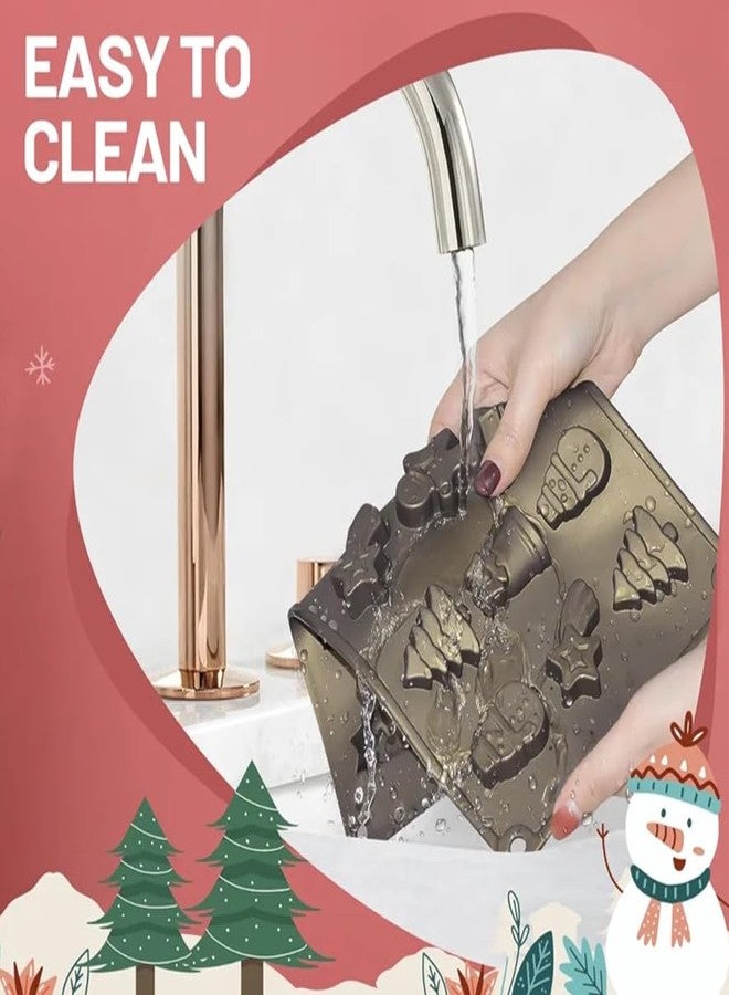 Skytail 15-Cavities, Christmas Chocolate Mould, Candy Baking, 3D Snowman, Xmas Tree, Gingerbread Man, Shooting Star, Bell Shape Mold for DIY Handmade Soap Candles Jelly Fondant, Gummy. - Image 5