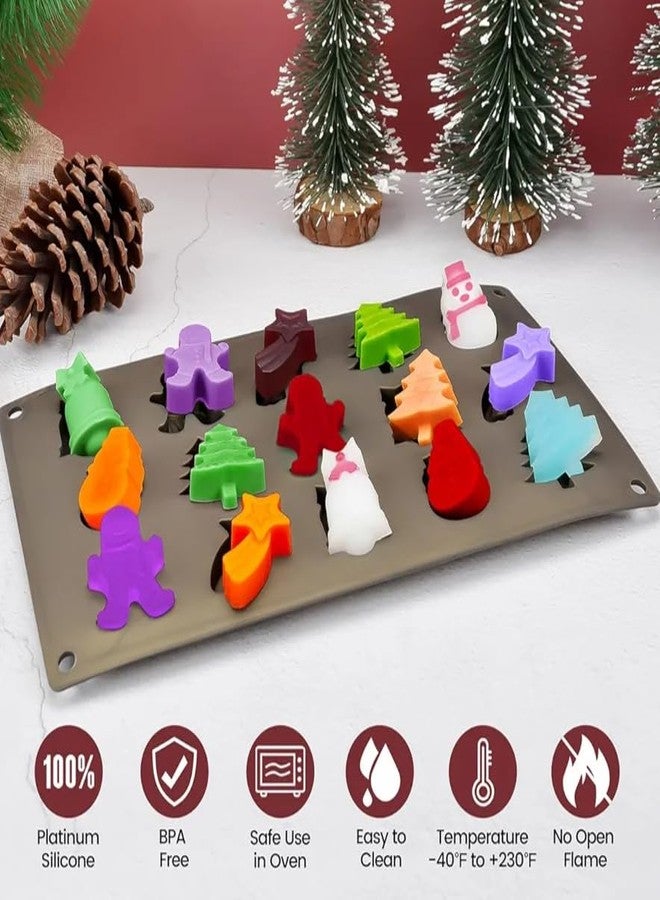 Skytail 15-Cavities, Christmas Chocolate Mould, Candy Baking, 3D Snowman, Xmas Tree, Gingerbread Man, Shooting Star, Bell Shape Mold for DIY Handmade Soap Candles Jelly Fondant, Gummy. - Image 3