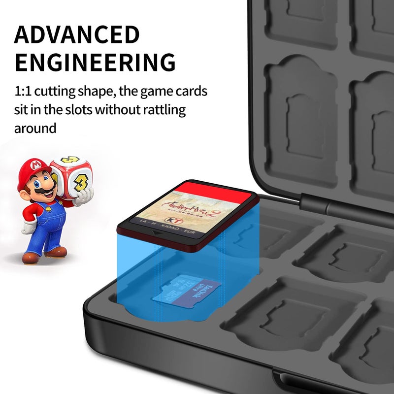MOSAHOLL Switch Game Case Holder with 24 Cartridge Slots and 24 Micro SD Card Storage, Slim Portable Game Organizer Traveler Gift Accessories with Magnetic Closure, Protective Hard Shell and Soft Lining - Image 4
