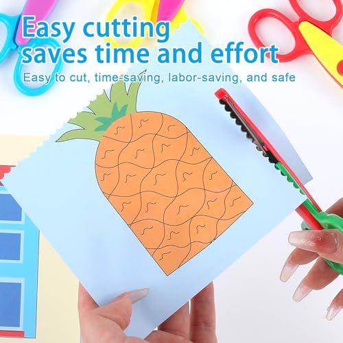 amassan 12 Pack Kids Safety Scissors | Blunt Tip with Decorative Edges | 5 Inch Colorful Zig Zag Assorted Patterns for School, Classroom Supplies, Teachers, Art Crafts, Scrapbook, DIY Projects - Image 5