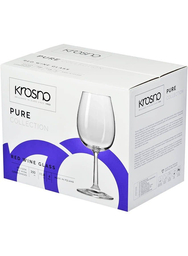 Krosno Pure Collection 350ml Red Wine Glass Set of 6 - Image 4