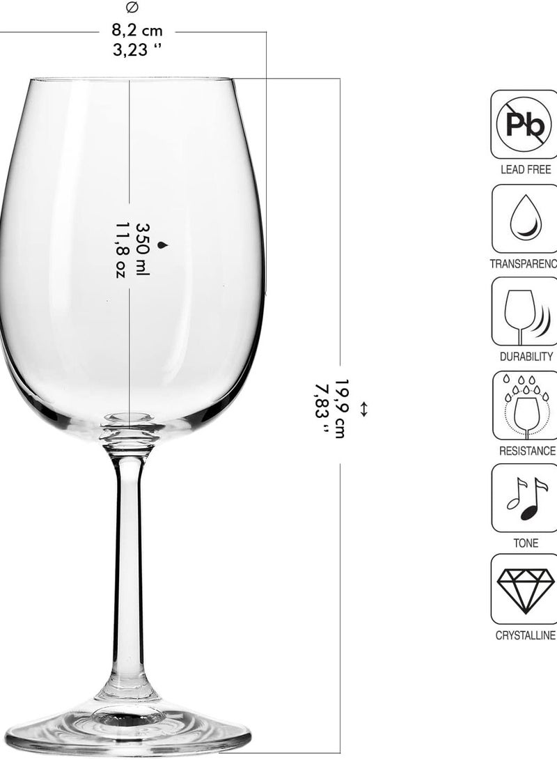 Krosno Pure Collection 350ml Red Wine Glass Set of 6 - Image 3