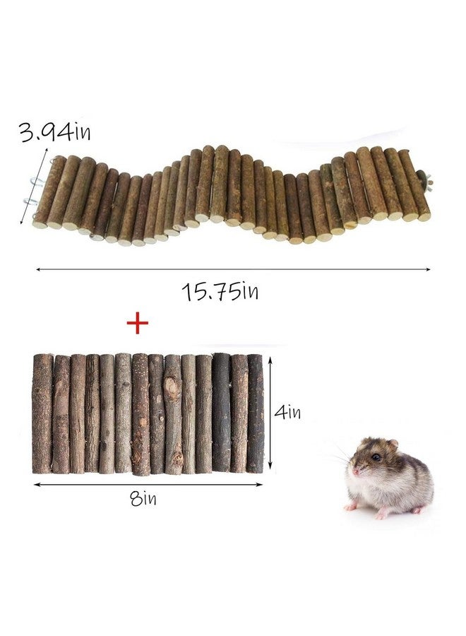 Hamiledyi 2PCS Rat Bendy Long Suspension Bridges, Hamster Bridge Wooden Ladder Bendable Flexible Tunnel Natural Climbing Ladder Chews Toys for Rodents Mouse Dwarf Hamster（15.7×3.9''+7.9×3.9'' Brown） - Image 2