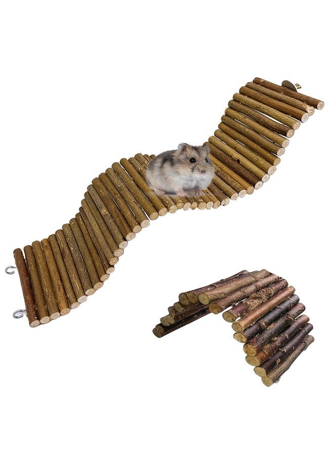 Hamiledyi 2PCS Rat Bendy Long Suspension Bridges, Hamster Bridge Wooden Ladder Bendable Flexible Tunnel Natural Climbing Ladder Chews Toys for Rodents Mouse Dwarf Hamster（15.7×3.9''+7.9×3.9'' Brown） - Image 1
