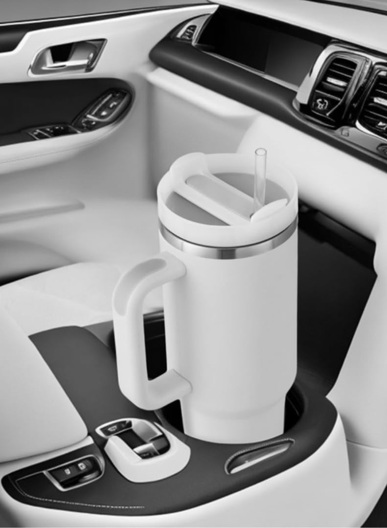 ZERIFAM ZERIFAM Coffee Tumbler 40oz - Tumbler With Handle And Straw, Car Insulated Cup, Stainless Steel Water Mug With Handle Insulation, Suitable For Iced Tea, Coffee, And Hot Drinks. (Light Pink) - Image 3