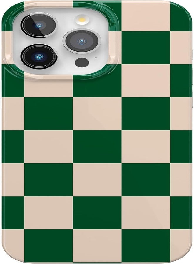 Casely iPhone 14 Pro Case | Fit Check | Green Checkerboard | Classic Ultra Slim Design | Compatible with MagSafe - Image 1