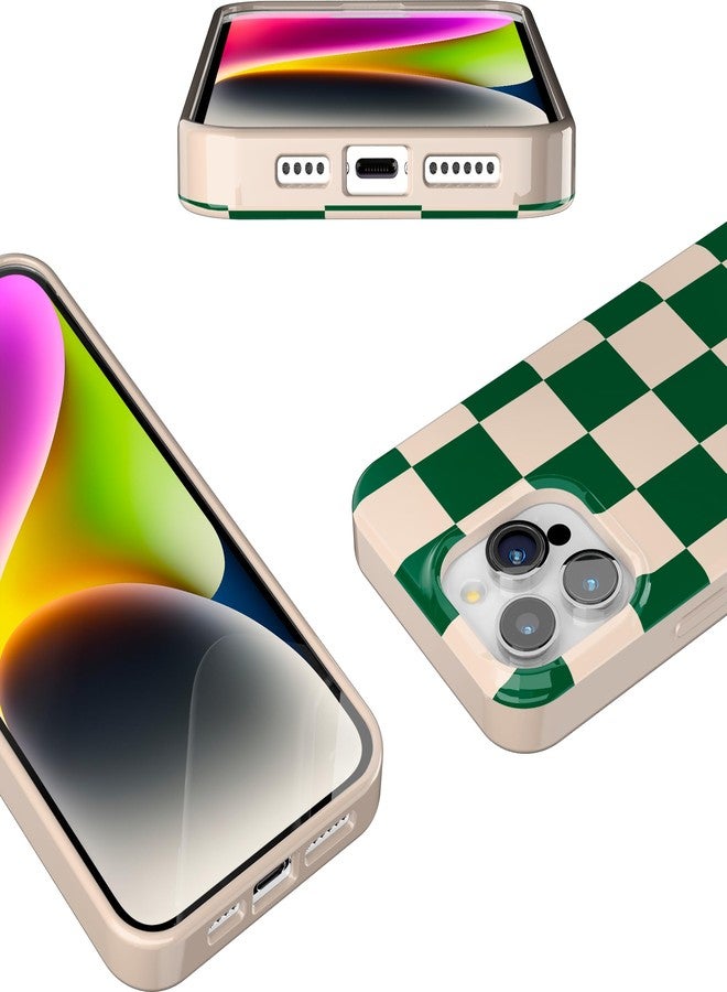 Casely iPhone 14 Pro Case | Fit Check | Green Checkerboard | Classic Ultra Slim Design | Compatible with MagSafe - Image 4