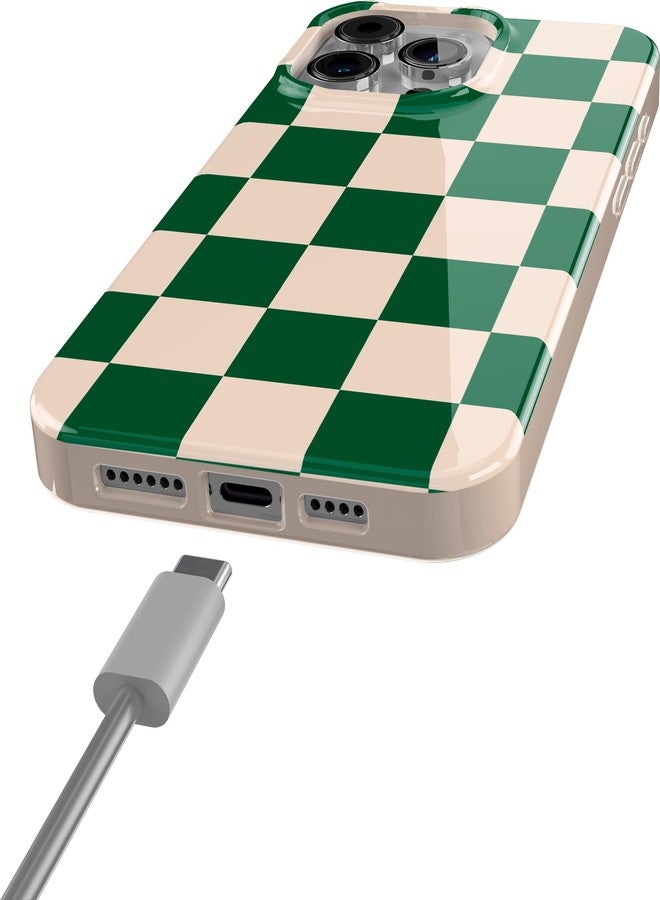 Casely iPhone 14 Pro Case | Fit Check | Green Checkerboard | Classic Ultra Slim Design | Compatible with MagSafe - Image 2