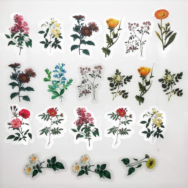 ZMLSED Vintage Natural Stickers, 40Pcs Pretty Floral Decorative Retro Adhesive Watercolor Aesthetic Trendy for Scrapbook Album DIY Craft Daily Planner - Image 5