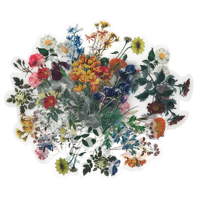 ZMLSED Vintage Natural Stickers, 40Pcs Pretty Floral Decorative Retro Adhesive Watercolor Aesthetic Trendy for Scrapbook Album DIY Craft Daily Planner - Image 1