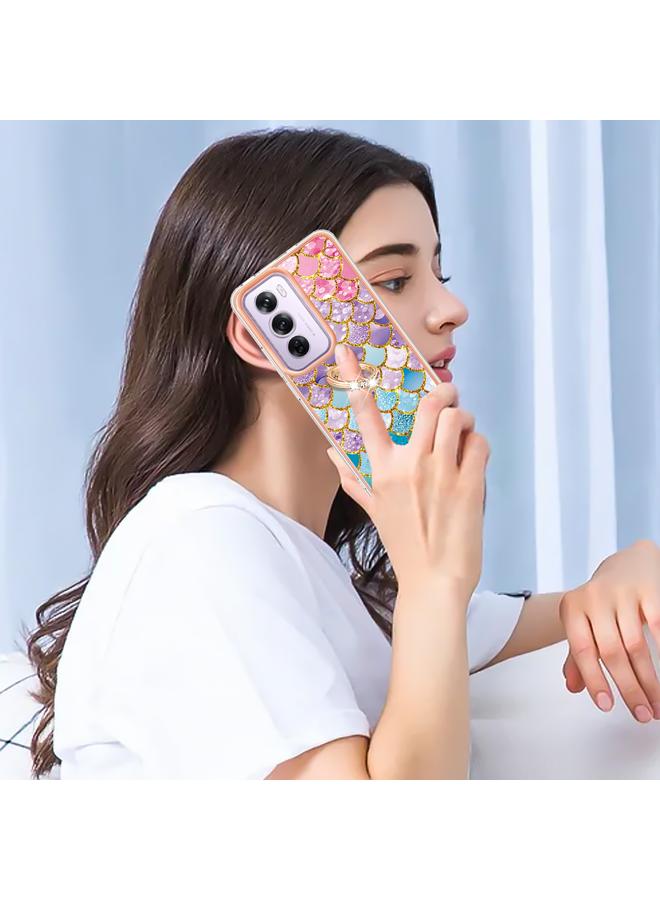S-TOP Case For OPPO Reno12 Pro Global Electroplating Pattern IMD TPU Shockproof Case with Rhinestone Ring Holder - Image 5