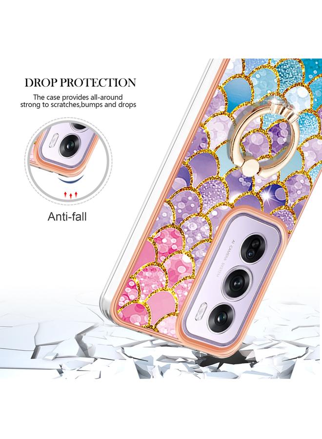 S-TOP Case For OPPO Reno12 Pro Global Electroplating Pattern IMD TPU Shockproof Case with Rhinestone Ring Holder - Image 4