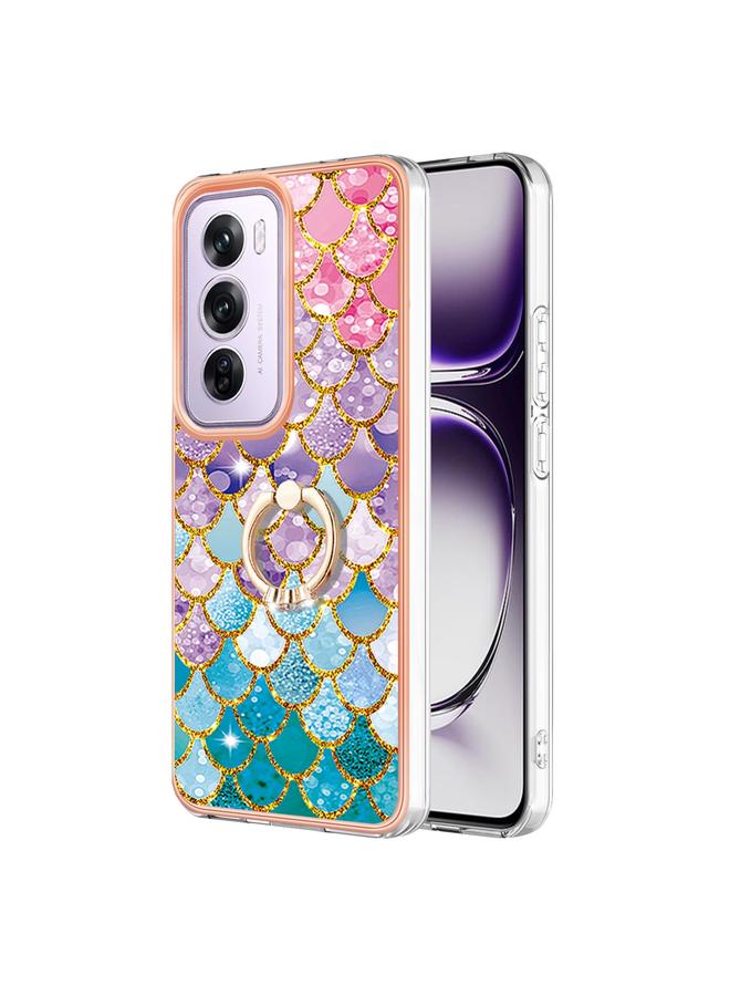 S-TOP Case For OPPO Reno12 Pro Global Electroplating Pattern IMD TPU Shockproof Case with Rhinestone Ring Holder - Image 1