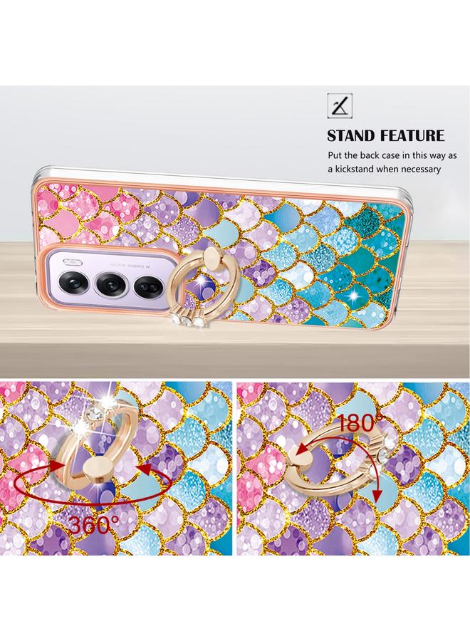 S-TOP Case For OPPO Reno12 Pro Global Electroplating Pattern IMD TPU Shockproof Case with Rhinestone Ring Holder - Image 3